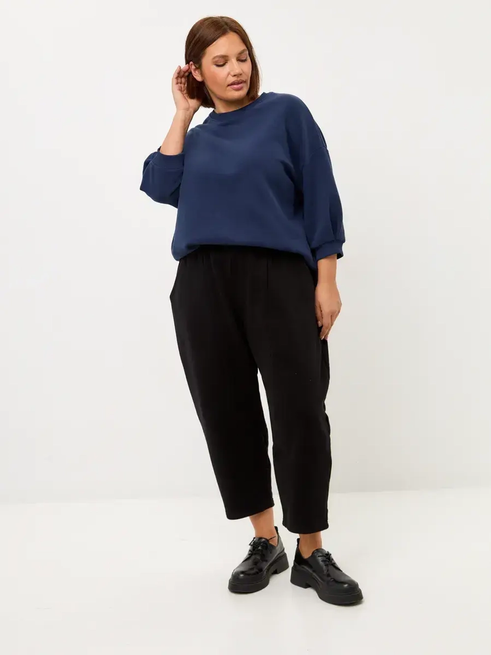 Брюки бананы утепленные с начёсом широкие