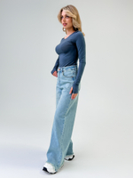 Джинсы LOLOBLUES 1865 широкие рваные внизу