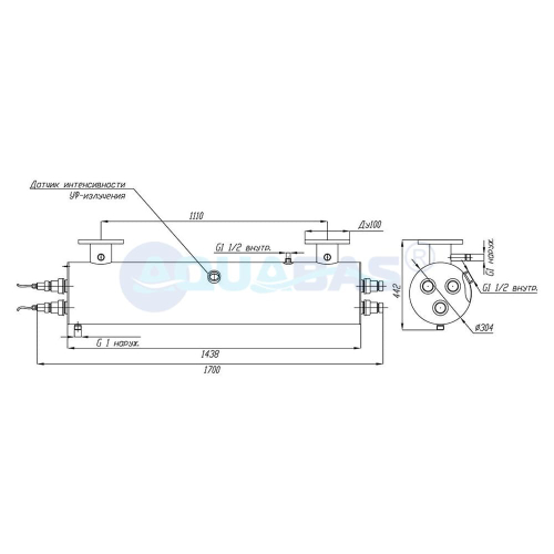 УФУ.100.БП Излучатель ультрафиолетовый УФУ-100 с датчиком УФ и блоком промывки
