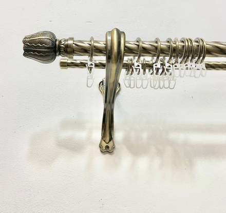 Карниз кованый консольный Тюльпан d25/16 мм двухрядный, цвет бронза