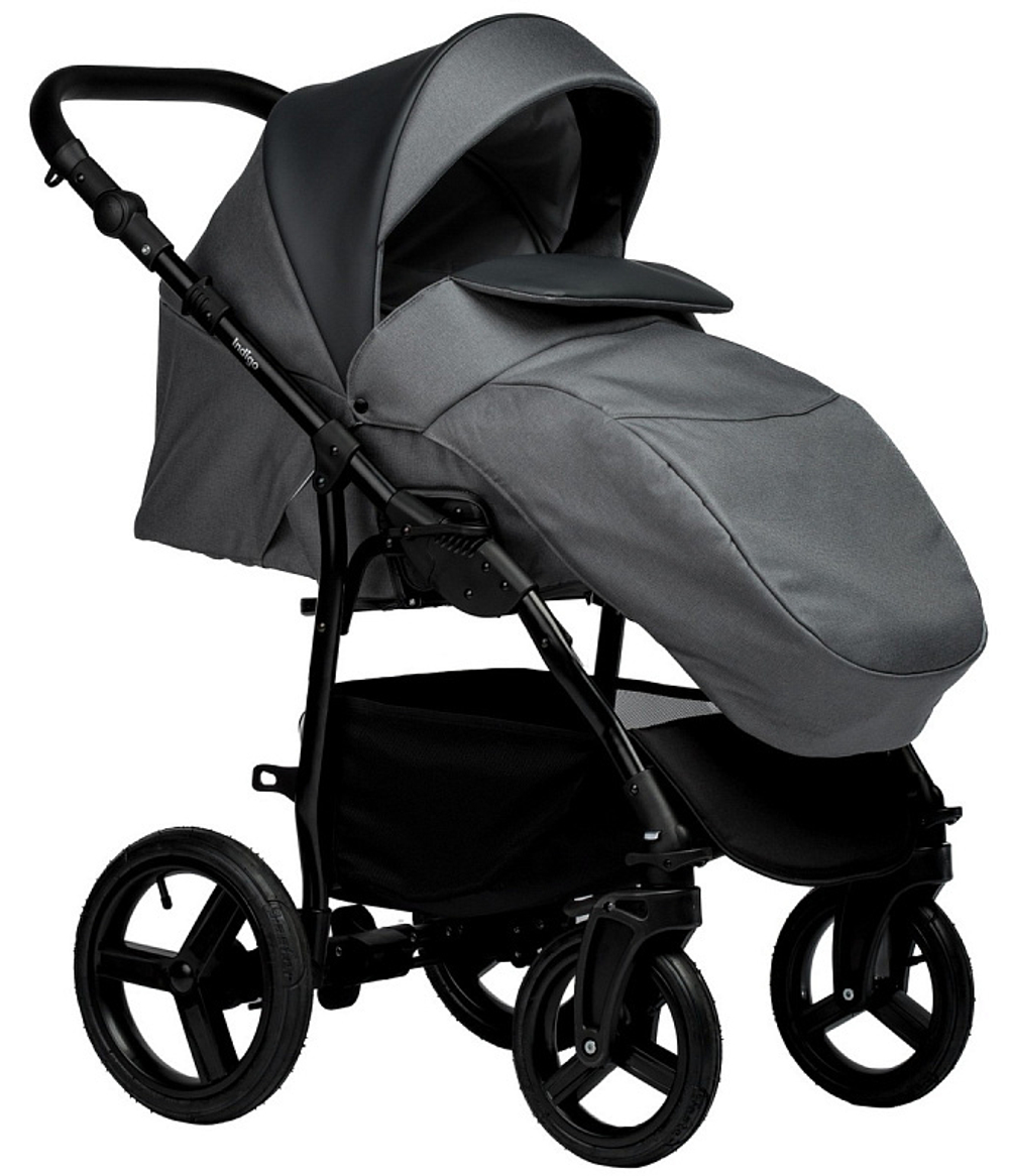 Детская коляска Indigo Impulse Eco 3 в 1 с автокреслом Avionaut Cosmo Ie06 серая кожа/серый