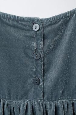 ZARA БАРХАТНОЕ ПЛАТЬЕ С ВЫШИВКОЙ, СИНИЙ