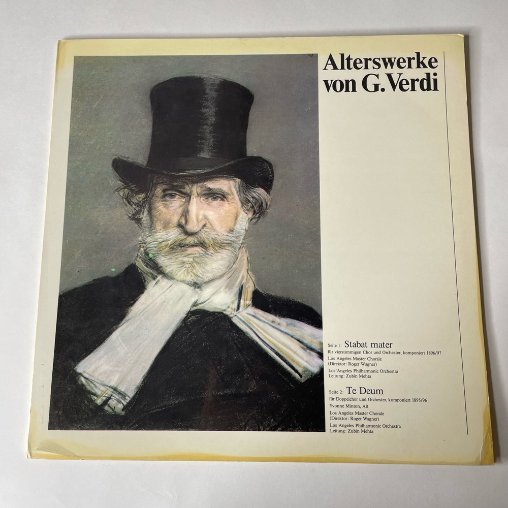 Винтажная виниловая пластинка LP G. Verdi, Los Angeles Master Chorale, Los Angeles Philharmonic Orchestra, Zubin Mehta, Alterswerke Von G. Verdi (Германия 1972)