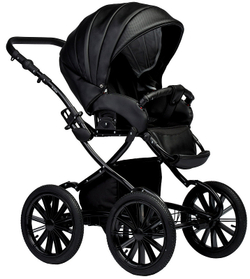 Детская коляска Indigo Special Plus 3 в 1 с автокреслом Avionaut Cosmo Is03 черная кожа