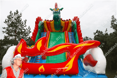 Коммерческий надувной батут-горка "Огненный дракон" 16*8*11 м