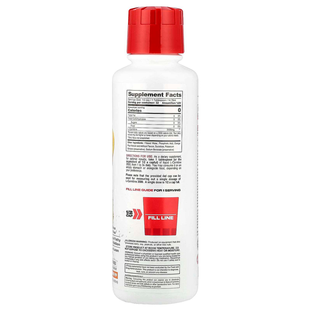 Metabolic Nutrition, L-Carnitine® 3500, замороженный апельсин, 473 мл (16 жидк. унций)