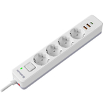 Удлинитель с сетевым фильтром Defender DFS 143, белый, 4розетки, USB+TypeC, 3 м.