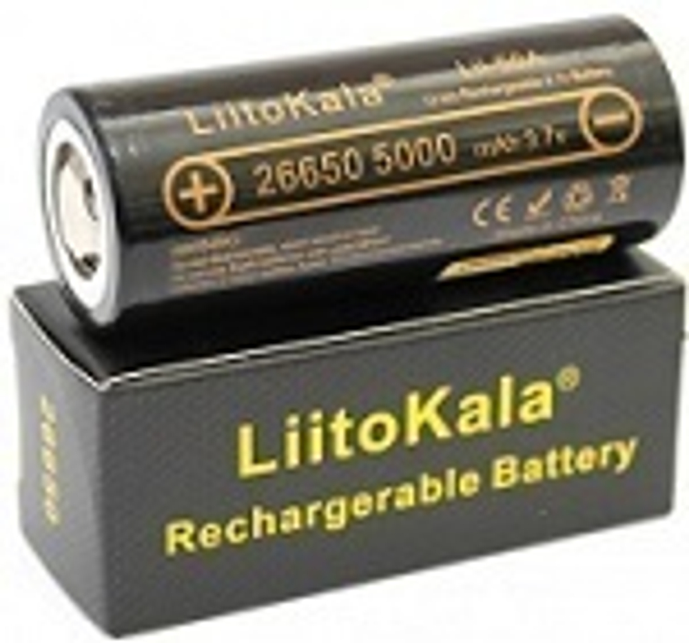Аккумулятор 26650 Li-Ion LiitoKala Lii-50A 3.7V - 5000 mAh 1шт БЕЗ ЗАЩИТЫ