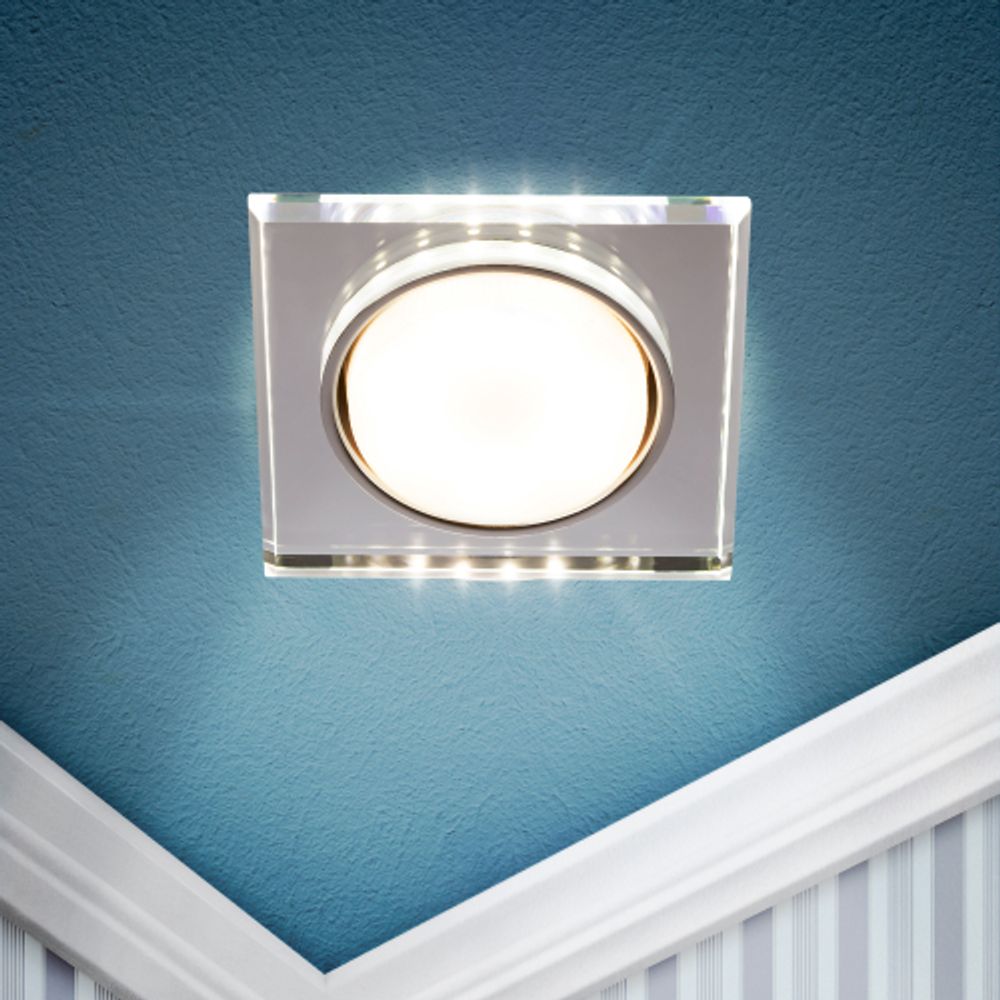 Встраиваемый светильник со светодиодной подсветкой ЭРА DK LD50 MR GX53 зеркальный | Встраиваемые LED светильники