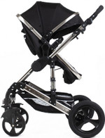 Коляска-трансформер Luxmom 555 2в1 Черный текстиль Серебристая рама
