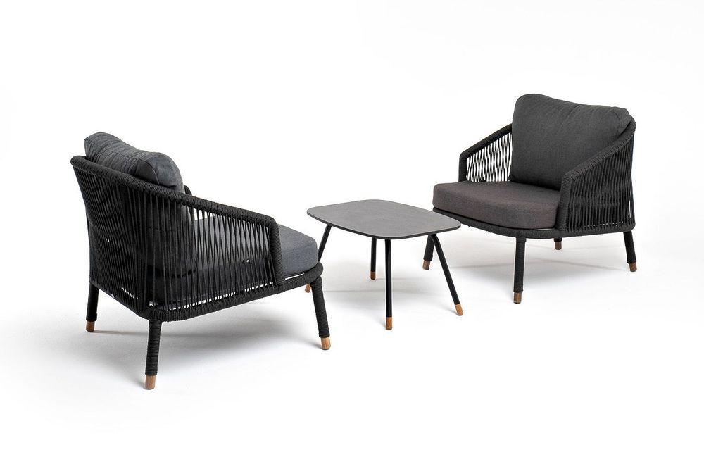 "Верона" лаунж-зона 5-местная плетеная из роупа (веревки), каркас алюминиевый темно-серый, роуп темно-серый