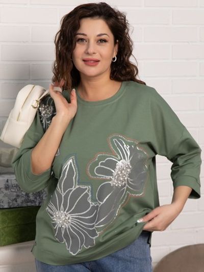 Блуза Цветочная рапсодия (зеленая) Б15312-18М LT Collection