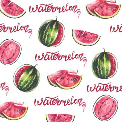 Сочный арбузный паттерн с надписями watermelon