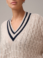 Джемпер женский с косами DBR J0556-8006, жемчужный