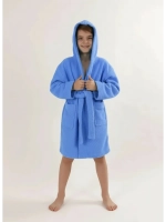 Халат детский махровый "Элит" с капюшоном, цвет: 012-Голубой