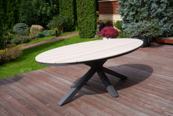 Стол обеденный овальный ЛУГАНО   алюминий/polywood   (цвет светло-серый) 2.2Х 1.14 м