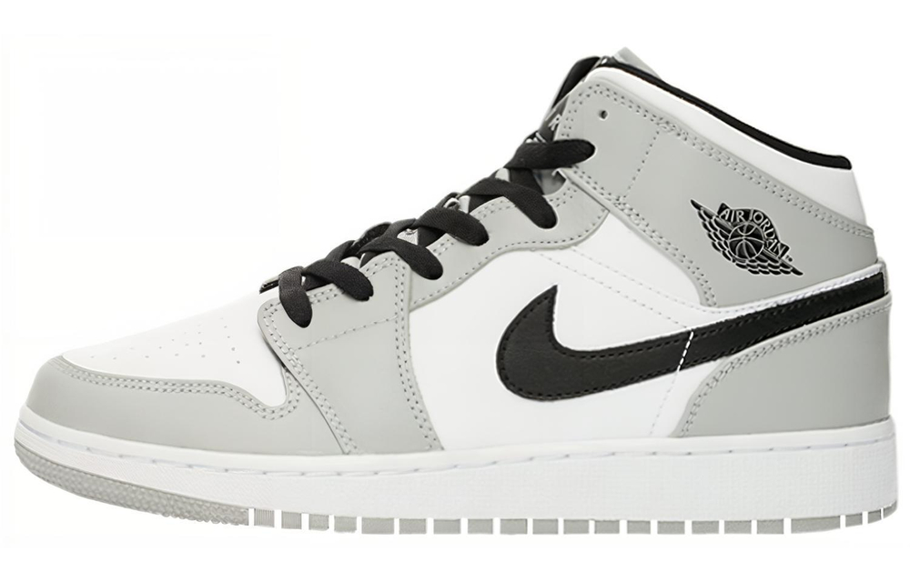 Jordan Air Jordan 1 Mid "LT Smoke Gray" small Dior comfortable all-match non-slip wear-resistant high-top retro basketball shoes GS gray