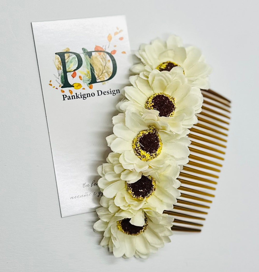 Гребень Pankigno Design с цветком хризантемы