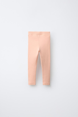 ZARA ЛЕГИНСЫ В РУБЧИК С НАШИВКОЙ, МАНДАРИНОВЫЙ