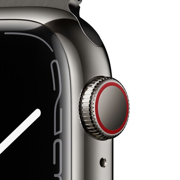Умные часы Apple Watch Series 7 GPS + Cellular 45mm Stainless Steel with Graphite Milanese Loop, миланская петля графит (MKJJ3, MKL33)