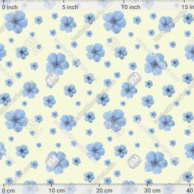 Россыпь из голубых цветов на желтом фоне by Lilyacherepanova2908 313 DPI