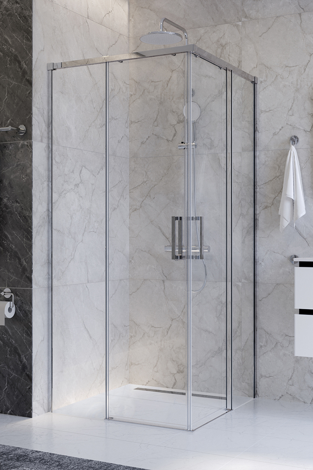 Душевой уголок Cezares PLANE-A-2-100-C-CR, 100х100х195, профиль хром, стекло прозрачное