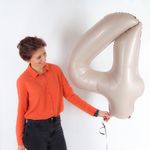 Шар (40''/102 см) Цифра, 4 Slim, Мистик, Кремовый, Сатин, 1 шт. в уп.