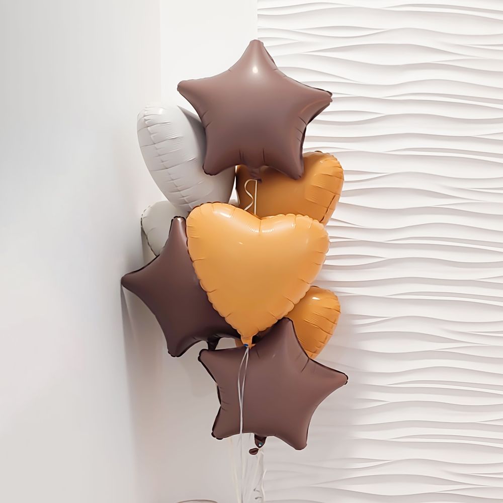 Шар (19''/48 см) Звезда, Кофе Латте, Сатин, 1 шт.