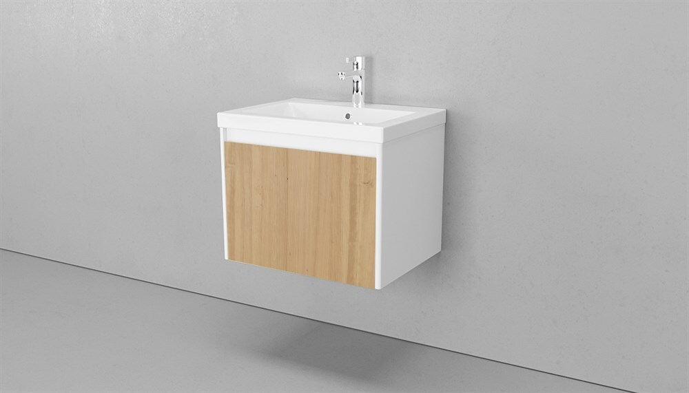 Тумба подвесная VELVEX Klaufs 60.1Y-617.216 с раковиной Cersanit COMO 60