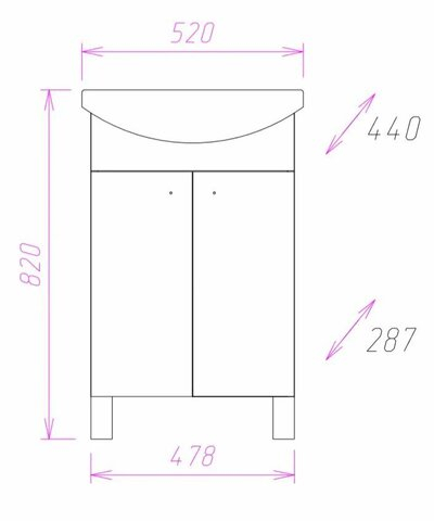 Тумба Onika КРИТ Эко 52.10 разборная с раковиной Santeri Акватон 52