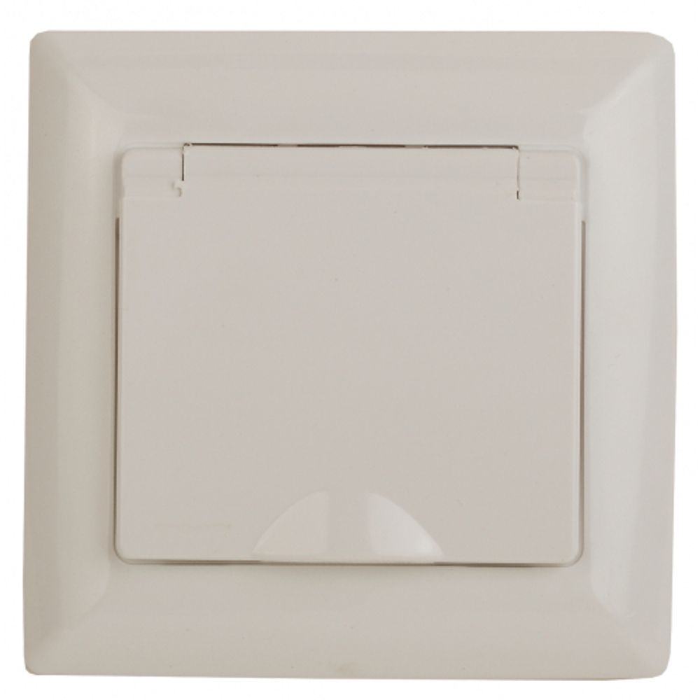 Розетка Intro Solo 4-203-02 с заземлением 2P+E Schuko с крышкой, 16А-250В, IP20, СУ, слоновая кость