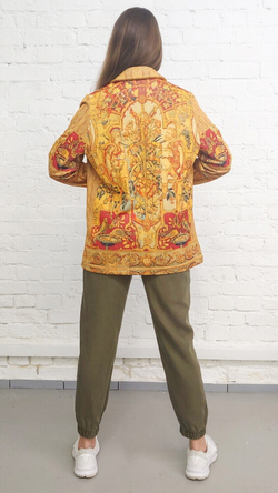 Трикотажный жакет "Гротеск с птицами", по мотивам фламандской шпалеры середины 16 века, серия "Гротеск"