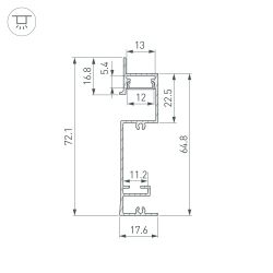 Профиль PLINTUS-H73-F-2000 WHITE (Arlight, Алюминий) 043592