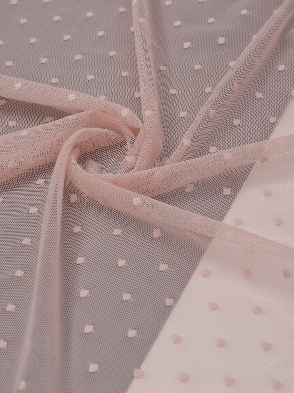 Сетка эластичная коралловый миндаль в горошек 5 мм метражом