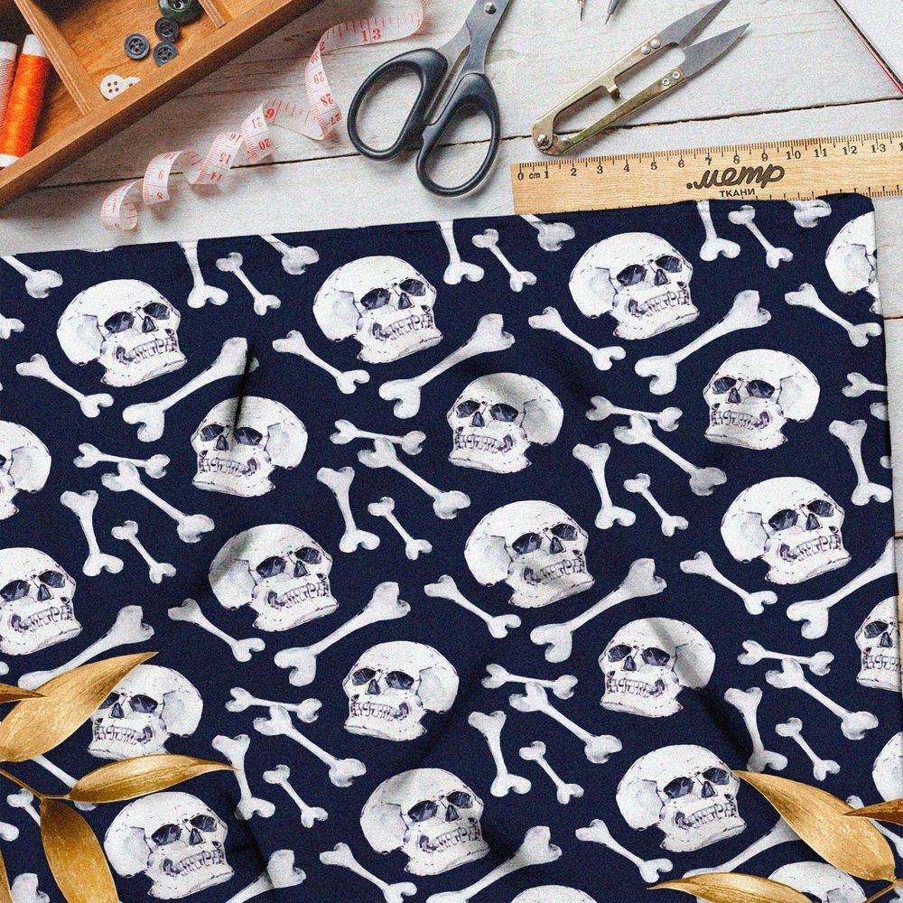 Ткань шелк Армани череп кости