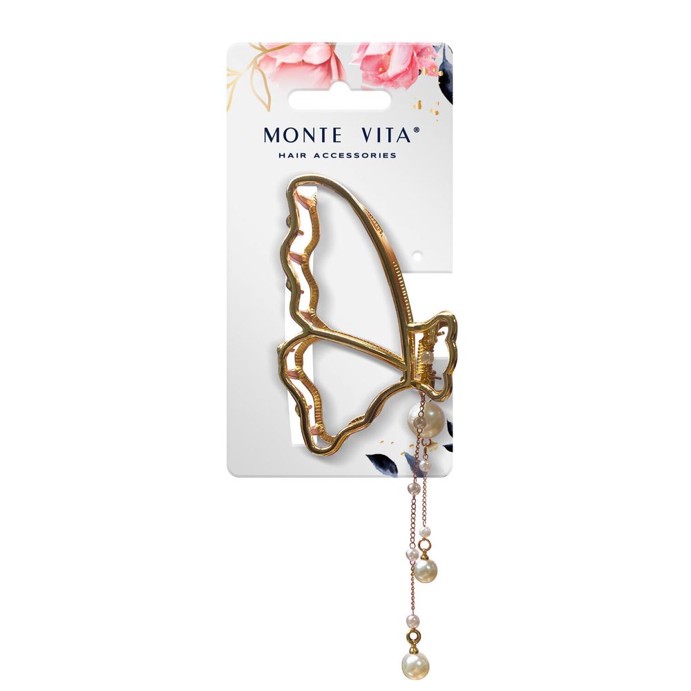 Краб для волос 7,5 см, с подвесками, золотистый, АССОРТИ, MONTE VITA, 457019
