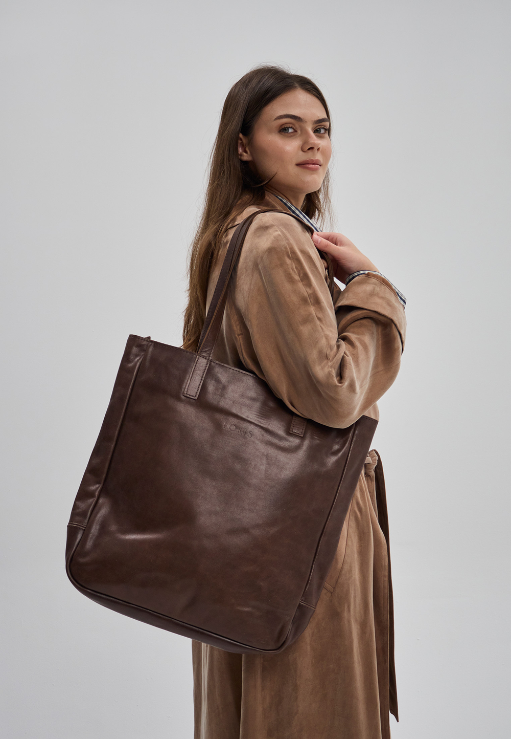 сумка шоппер темно-коричневый