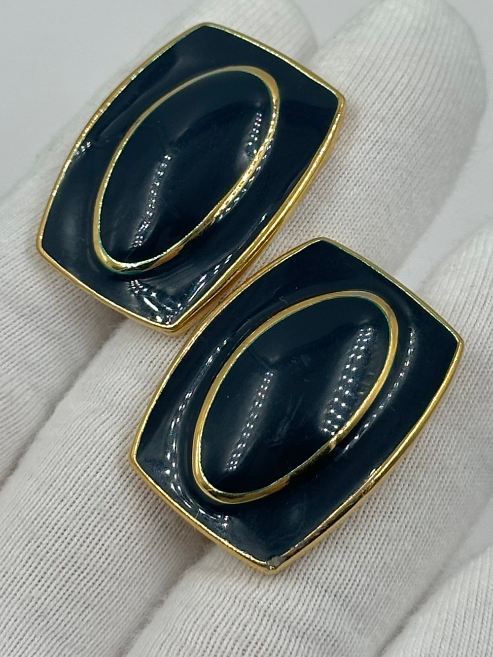 Серьги с тёмно-синей эмалью Monet