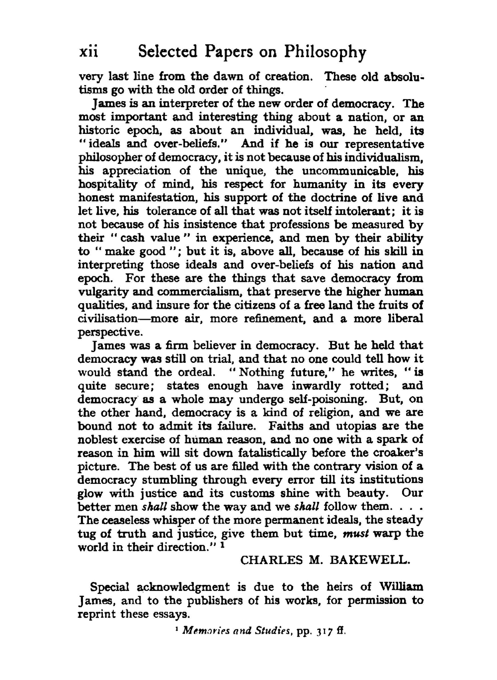 Selected papers on philosophy | James William