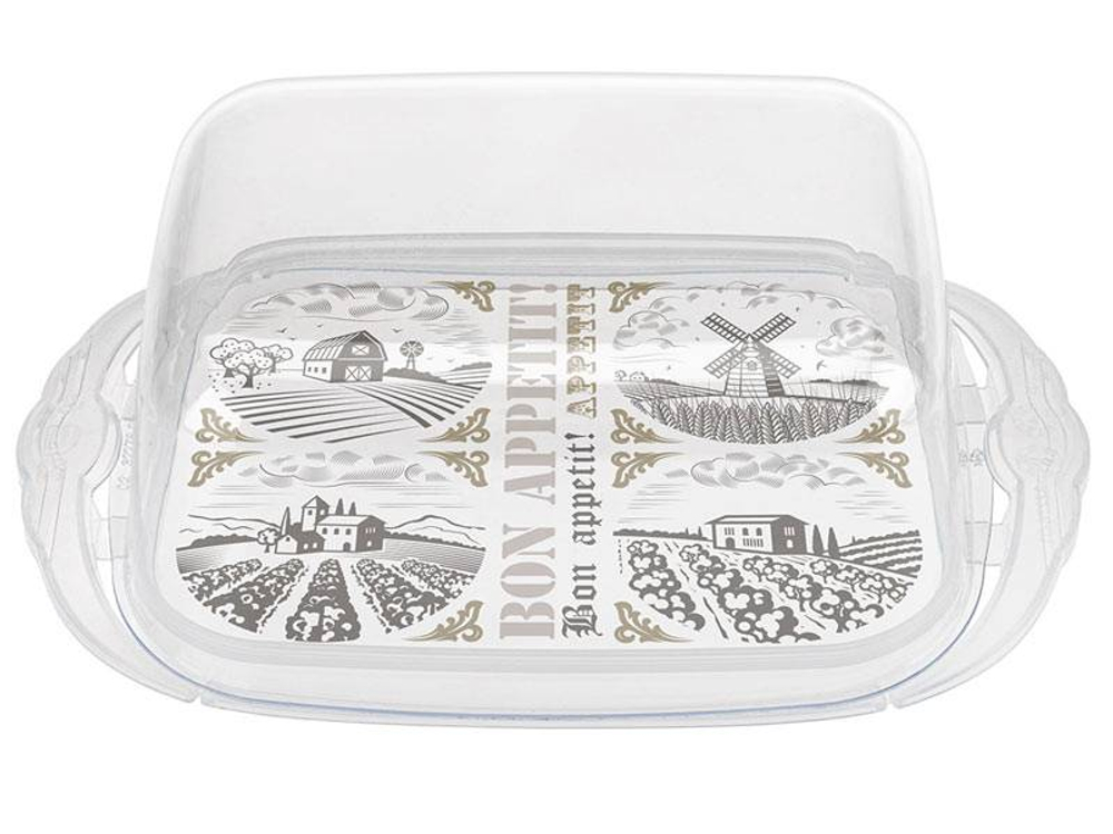 Масленка с декором 18,9*11*6,9см (бесцветный)