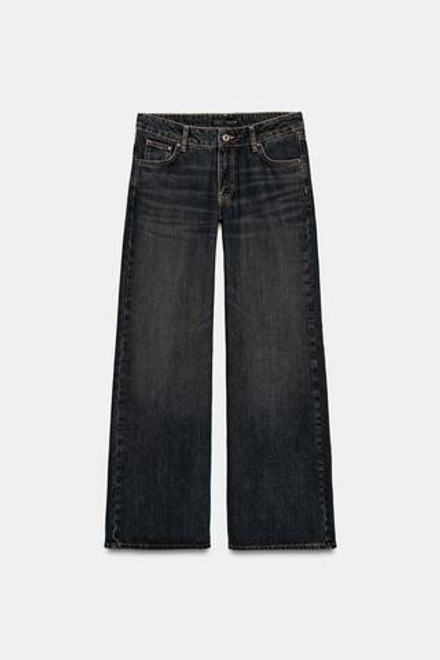 ZARA ДЖИНСЫ Z1975 WIDE LEG С НИЗКОЙ ПОСАДКОЙ, ЧЕРНЫЙ/КОРИЧНЕВЫЙ