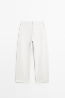 Massimo Dutti Брюки прямого кроя из 100% хлопка, экрю