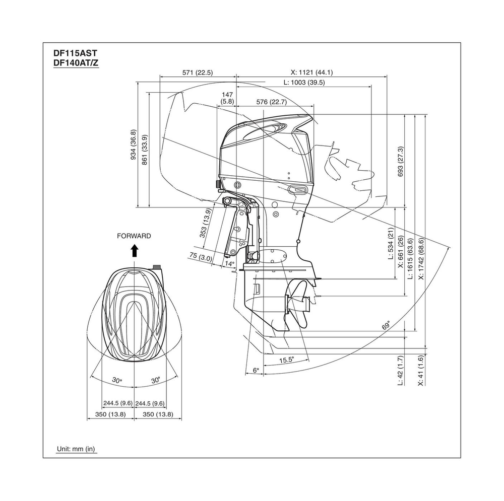 4х-тактный лодочный мотор SUZUKI DF 140 ATL