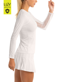 Женская теннисная футболка (dł. Рукава) Lucky in Love Luv Breeze L/S Crew Women - white