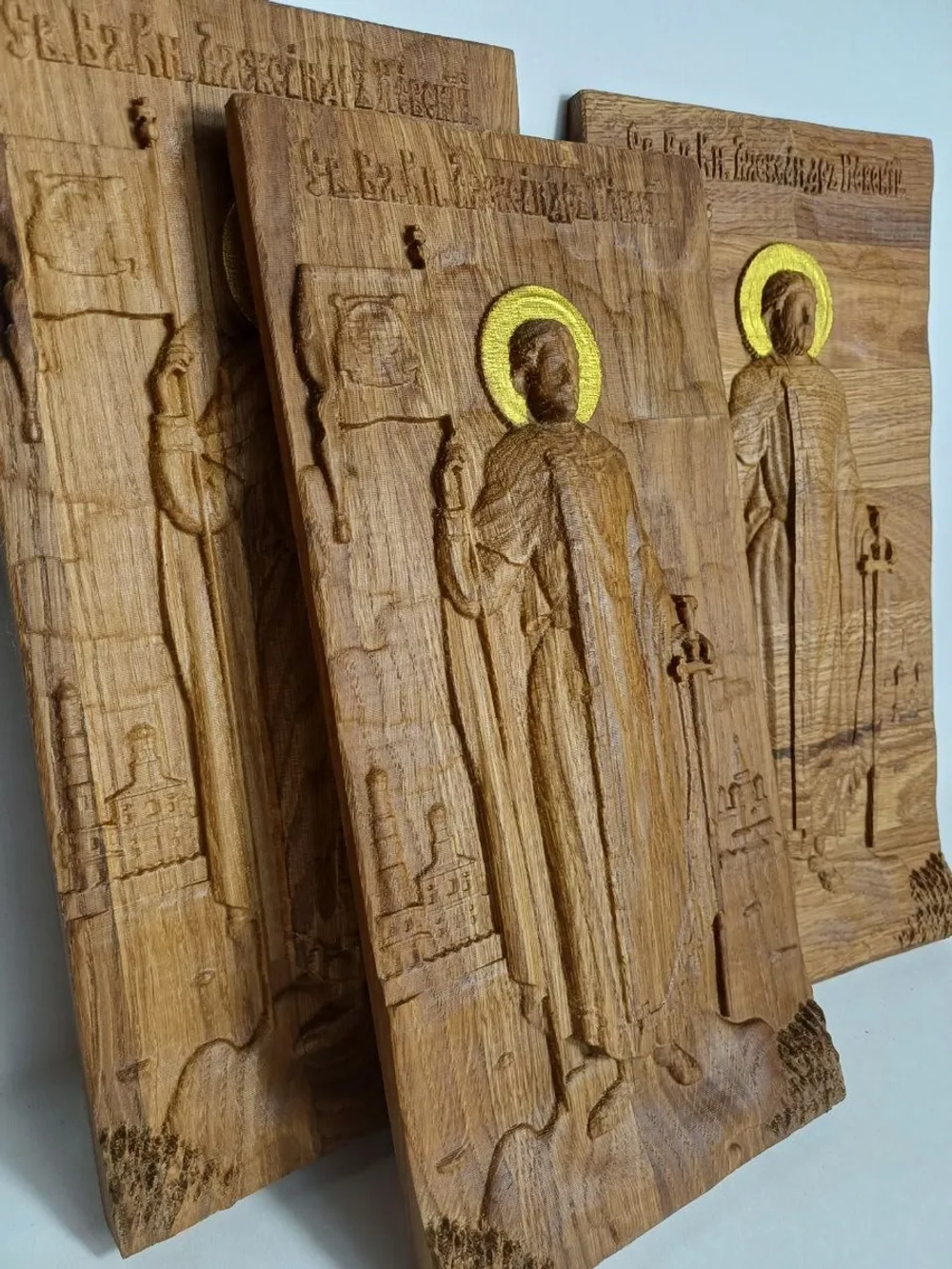 Освященная Икона Св. князя Александра Невского14х28 см дуб