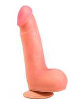 Реалистичный фаллос с мошонкой на присоске (18,2 см) (Цвет: телесный)