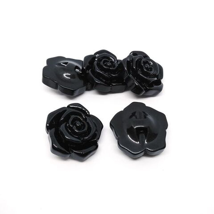 Т18 декор.пришив.элемент, 27 мм, цв.черный., цветок