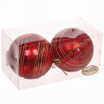 Новогодние шары 8 см (набор 2 шт) «Алмазная россыпь», Красный