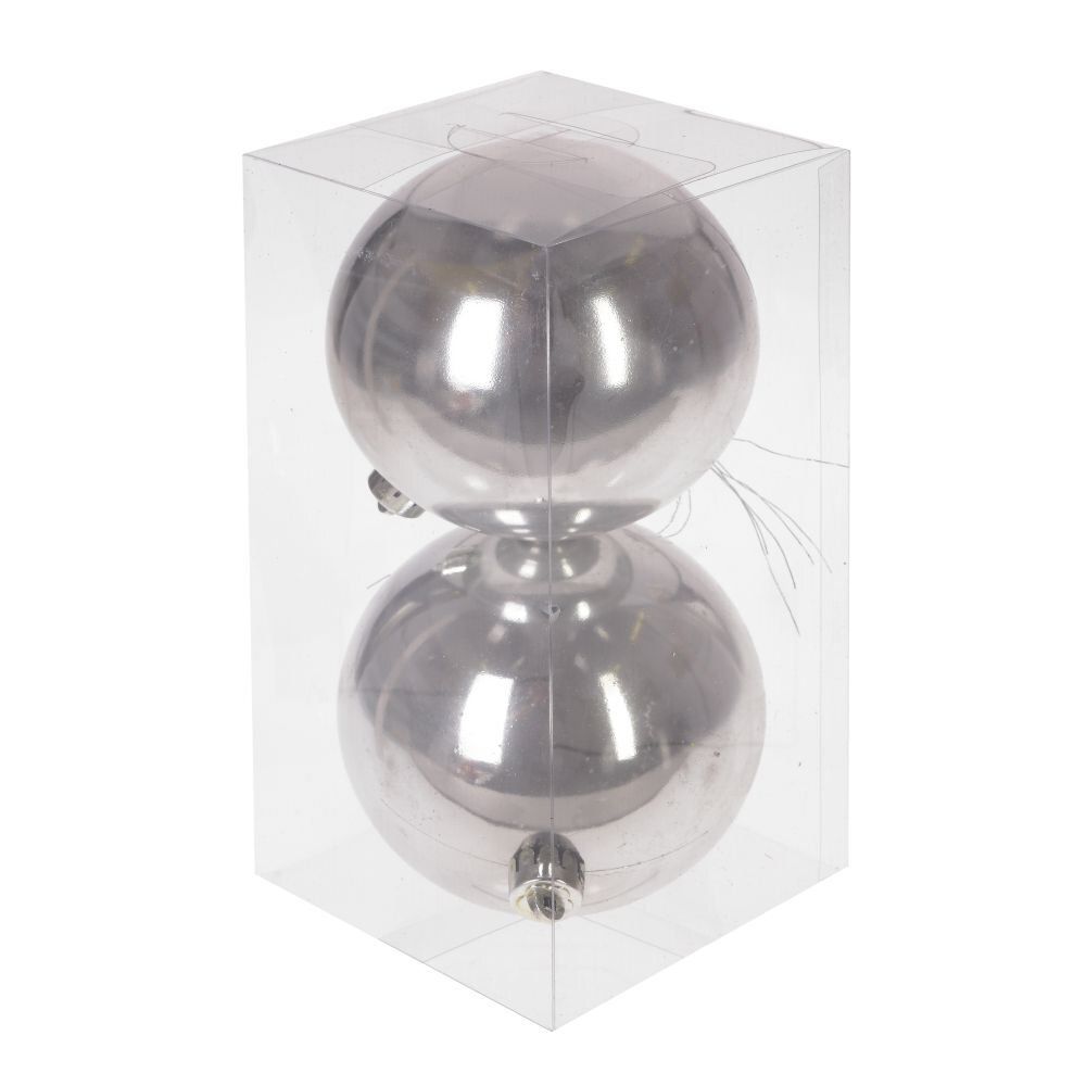 GAEM Набор из 2шт, Украшение новогоднее Шар "Серебряное сияние", D 10 см, L20 W10 H10 см