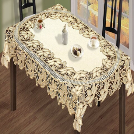 Скатерть жаккардовая прямоугольная, цвет кремово-золотистый, Польша.